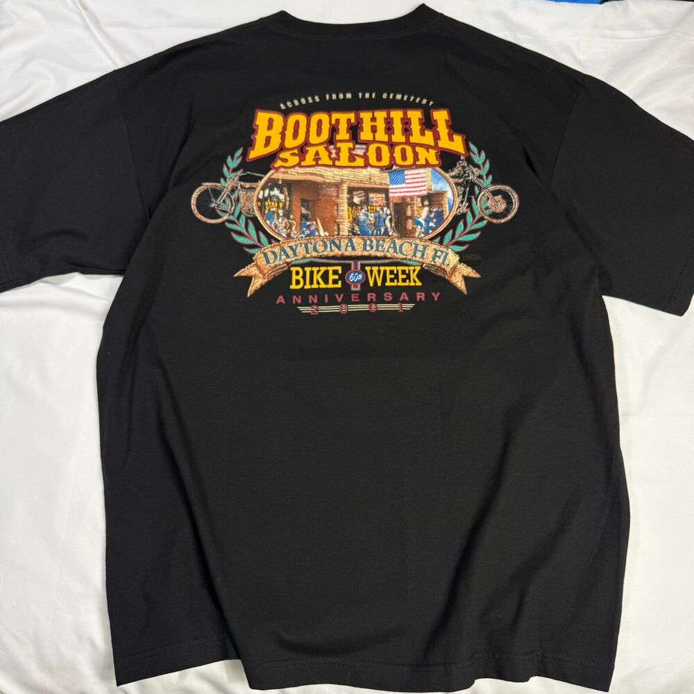 Vintage 2001 Bike Week Daytona Beach 2XL 60th‎ Anni Made in USA Black T Shirt